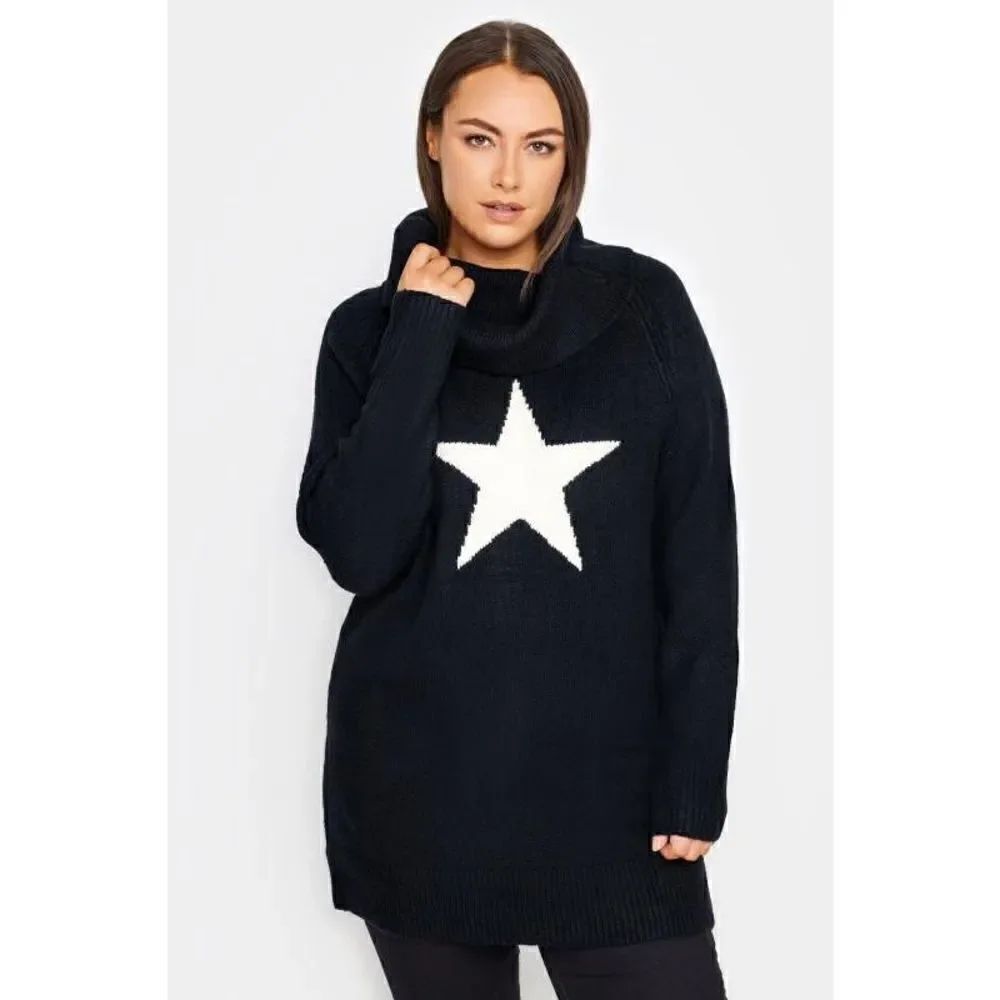CITY CHIC NWT Evans Navy Star Cowl Neck Jumper Sweater Sz 14
